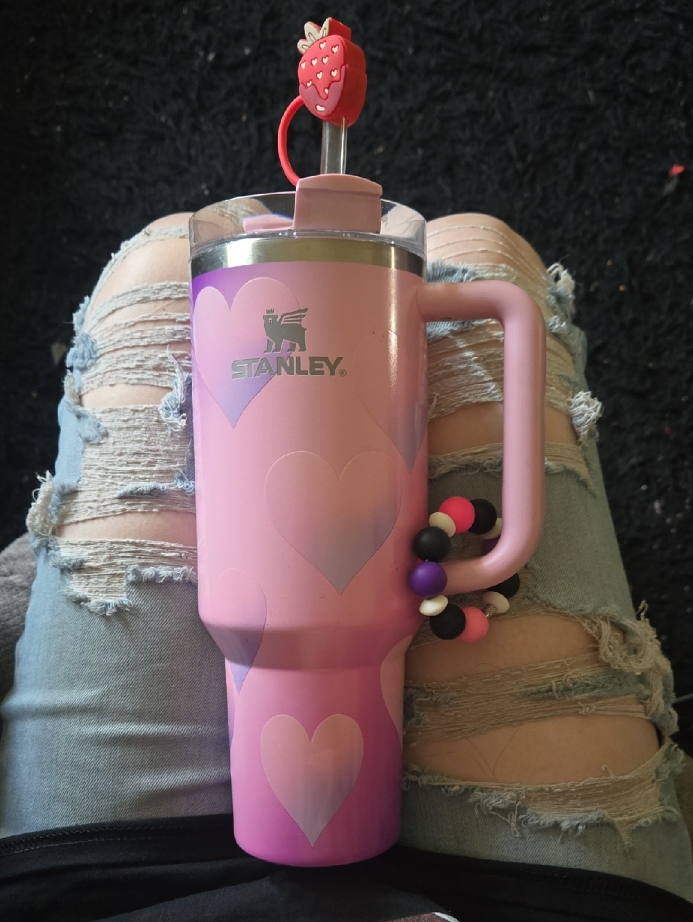 Stanley 40oz Quencher Powder Pink Heart Gradient